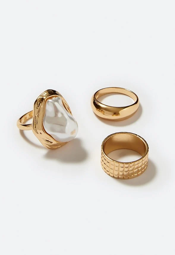 Lori Organic Pearl And 3 Rings Metal Set - Image 3