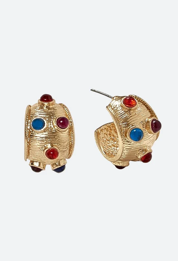 Lottie Multi Color Inlay Resin Stone Hoop Earrings