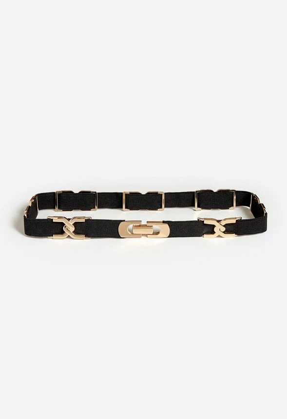 Lucy Woven Chain And Fabric Elastic Waist Belt - Image 2