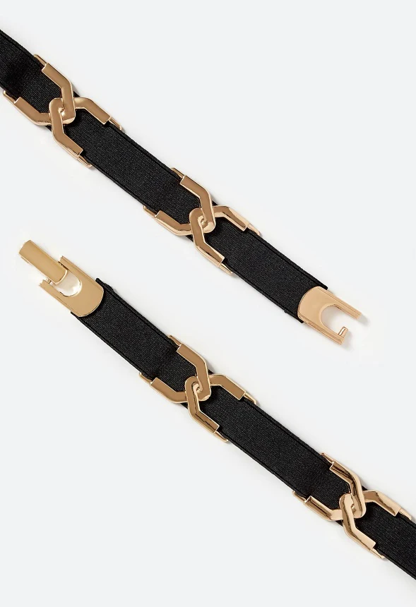 Lucy Woven Chain And Fabric Elastic Waist Belt - Image 3