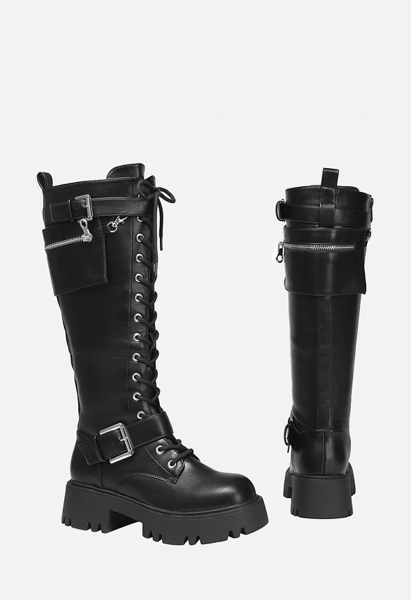 Lug Sole Platform Motorcycle Boot - Image 3
