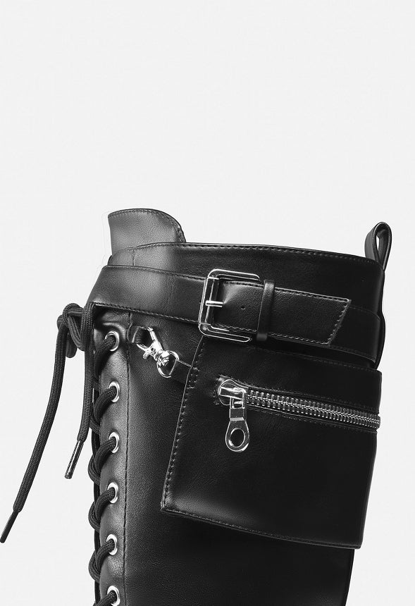 Lug Sole Platform Motorcycle Boot - Image 4