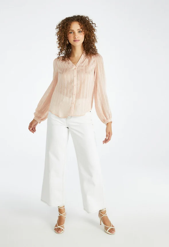 Lurex Button Front Top - Image 4