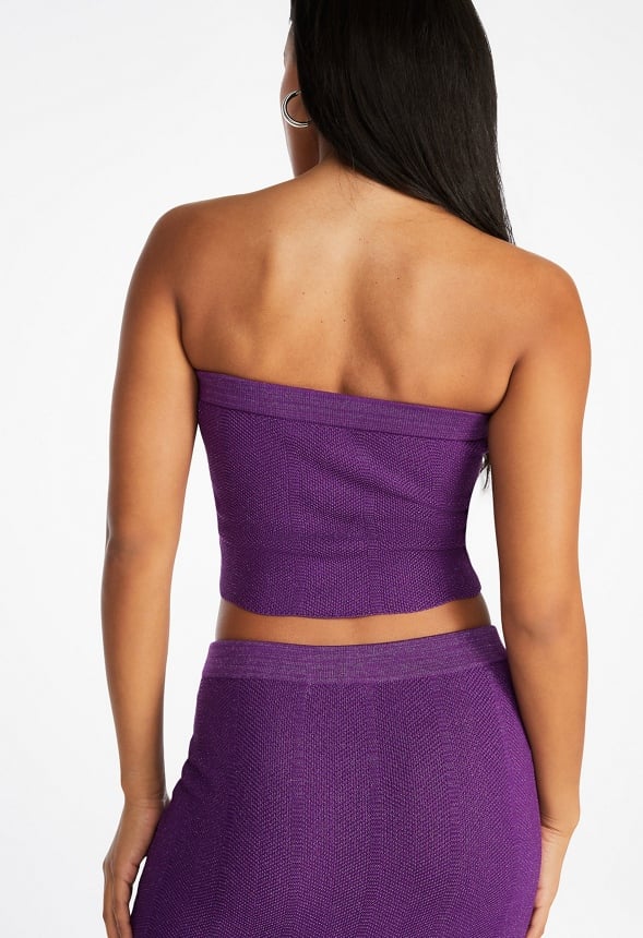 Lurex Rib Bandeau Top - Image 2