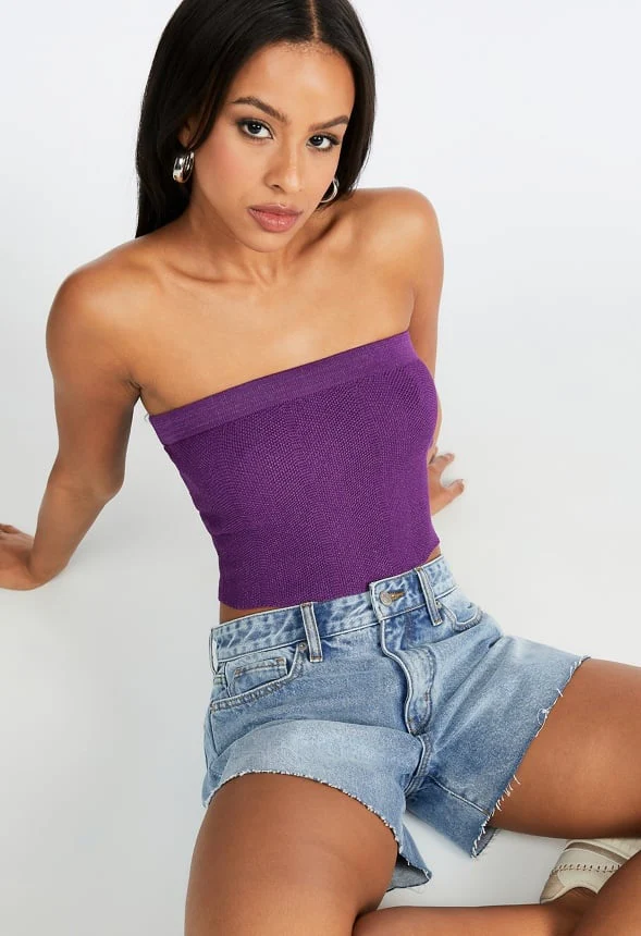 Lurex Rib Bandeau Top - Image 4