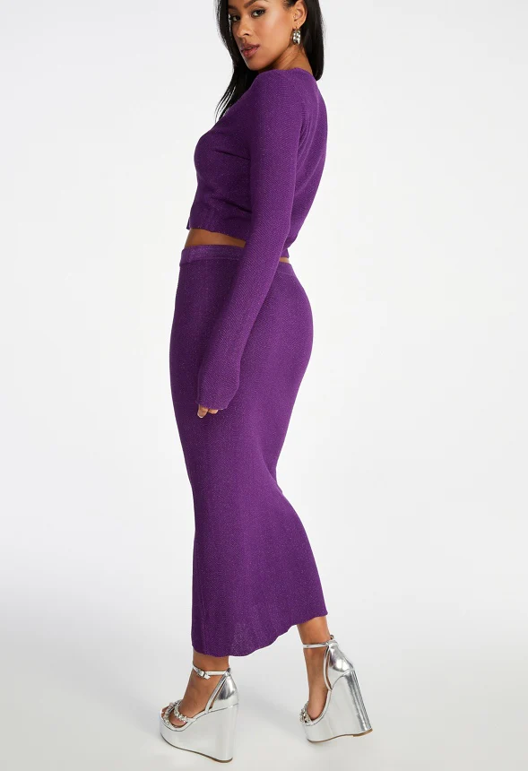 Lurex Rib Midi Skirt - Image 2