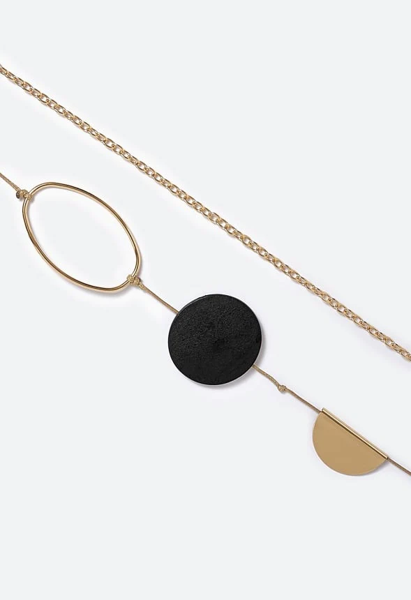 Lyla Metal Rings And Wood Discs Long Necklace - Image 3