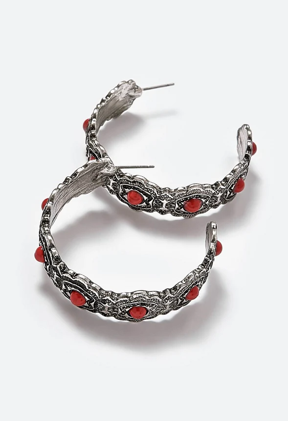 Lyla Rodeo Hoops Earrings With Semi Precious Stones - Image 3