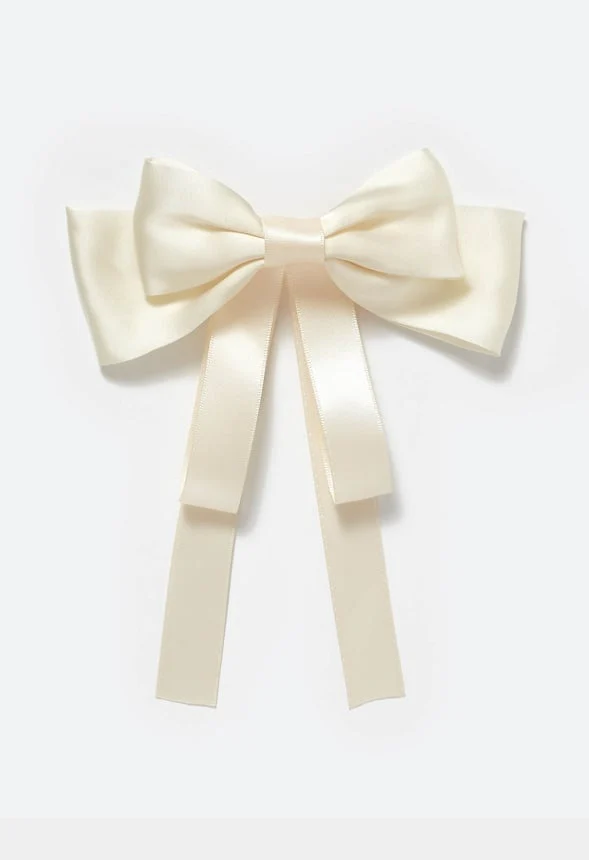 Lynn Double Satin And Ribbon Bow Barrette - Image 2