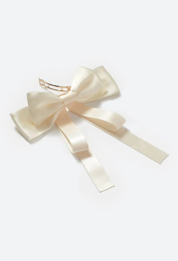 Lynn Double Satin And Ribbon Bow Barrette - Image 3