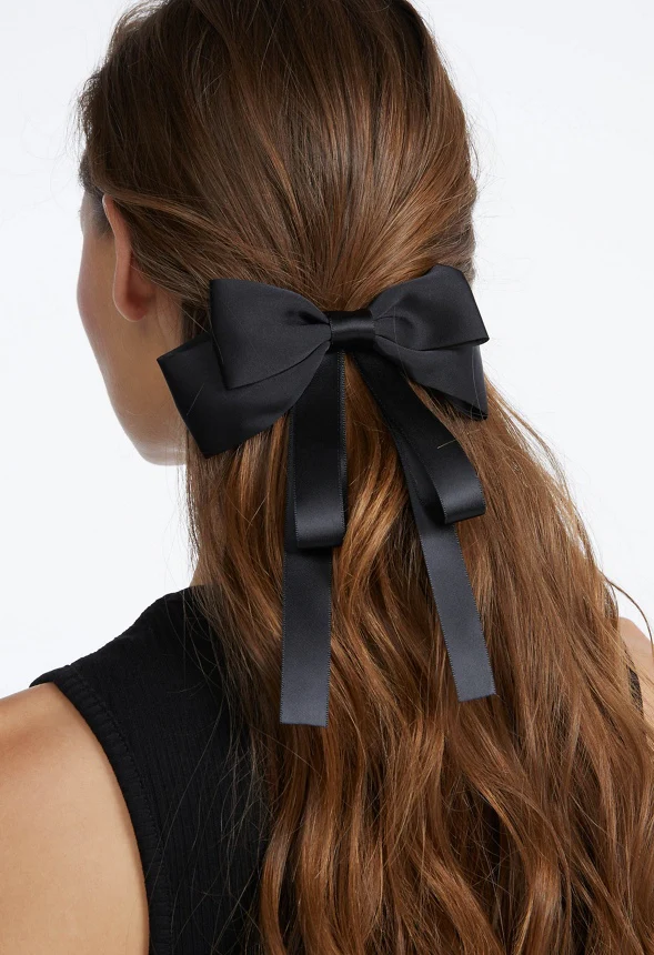 Lynn Double Satin And Ribbon Bow Barrette - Image 2