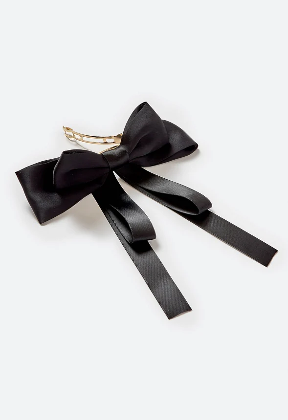 Lynn Double Satin And Ribbon Bow Barrette - Image 3