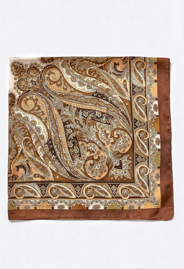 Maddison Satin Champagne Paisley Scarf - Image 4