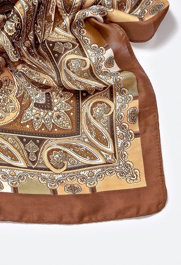 Maddison Satin Champagne Paisley Scarf - Image 5