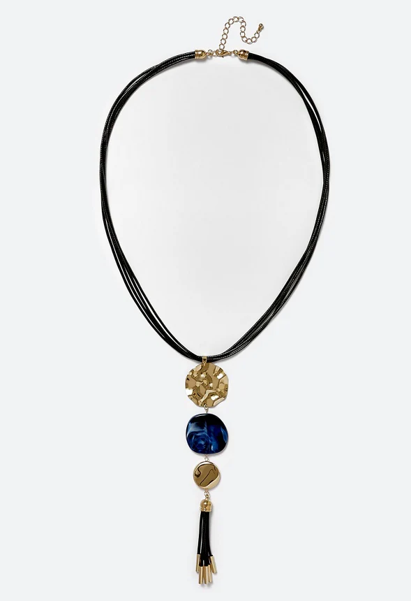 Mae Graduated Mixed Discs And Tassel Necklace - Image 2