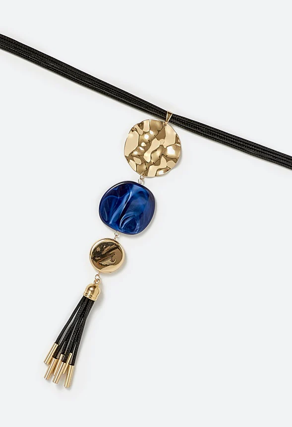 Mae Graduated Mixed Discs And Tassel Necklace - Image 3