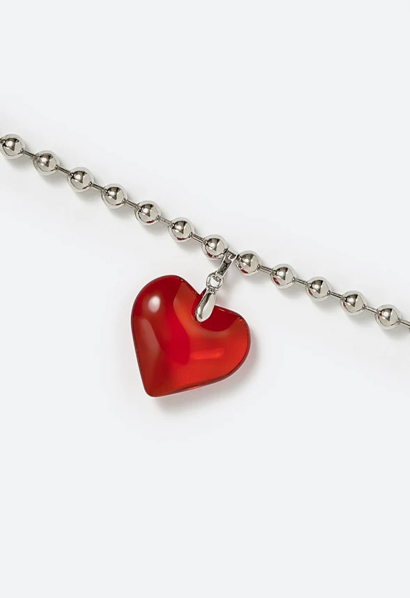 Mai Ball Chain Necklace With Glass Heart Pendant - Image 3
