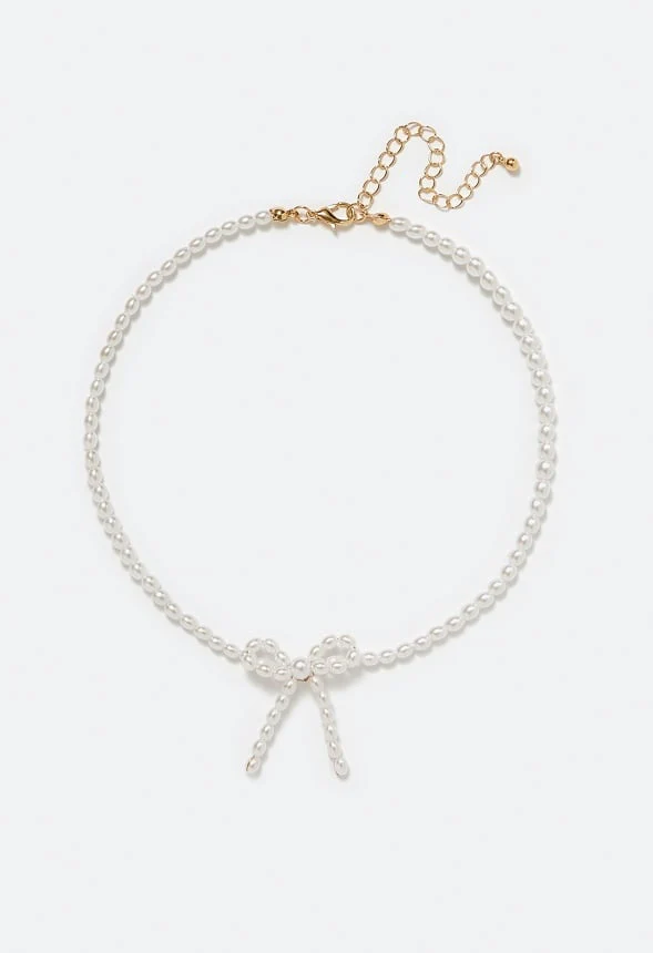 Mai Elongated Pearls Bow Pendant Necklace - Image 2