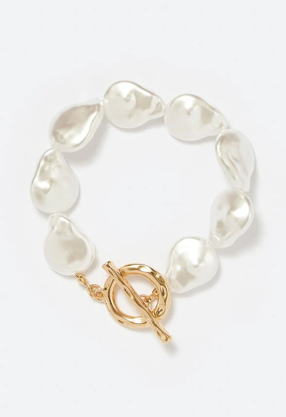 Mai Irregular Pearls And T-Bar Bracelet - Image 2