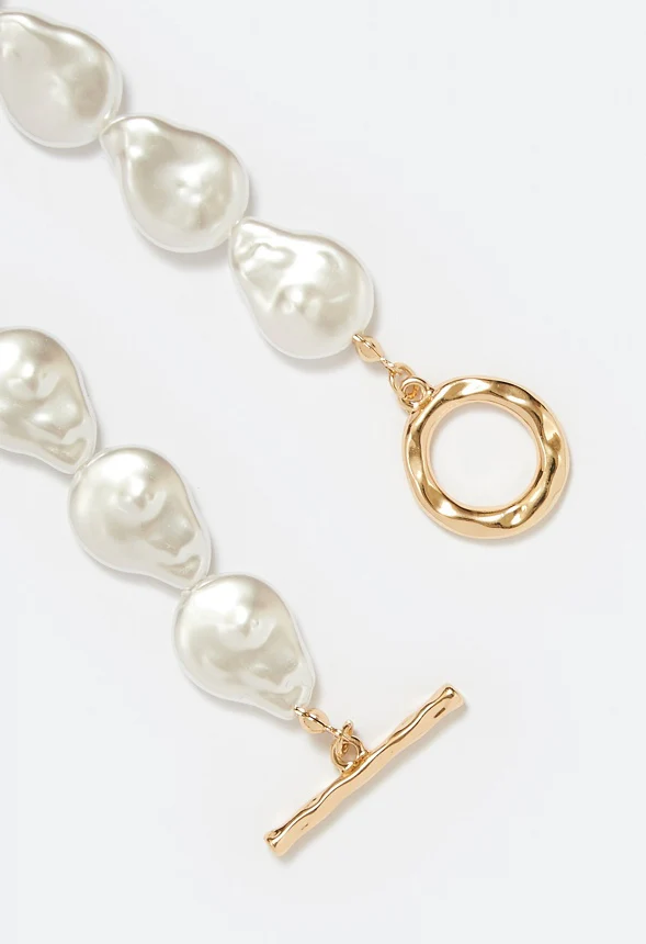 Mai Irregular Pearls And T-Bar Bracelet - Image 3