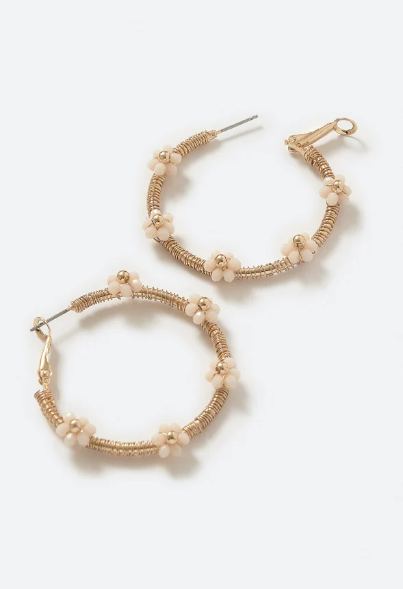 Maisy Tube Hoops Adorned With 5-Bead Flowers - Image 3