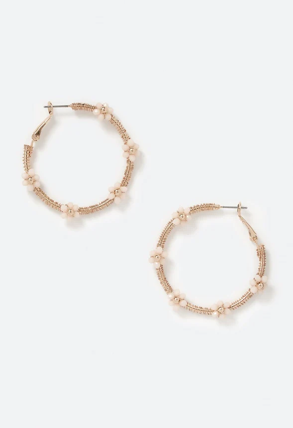 Maisy Tube Hoops Adorned With 5-Bead Flowers - Image 4