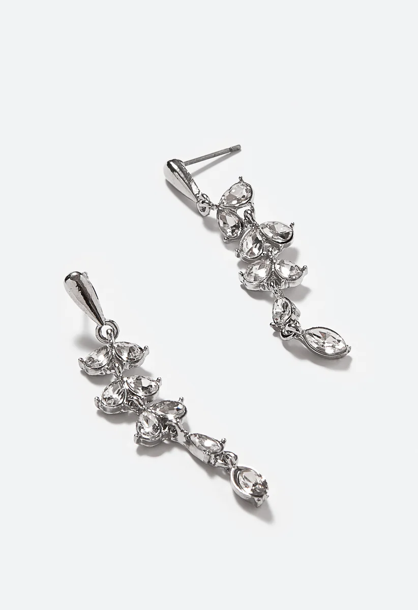 Maren Linked Glass Navette Stone Drop Earrings - Image 3