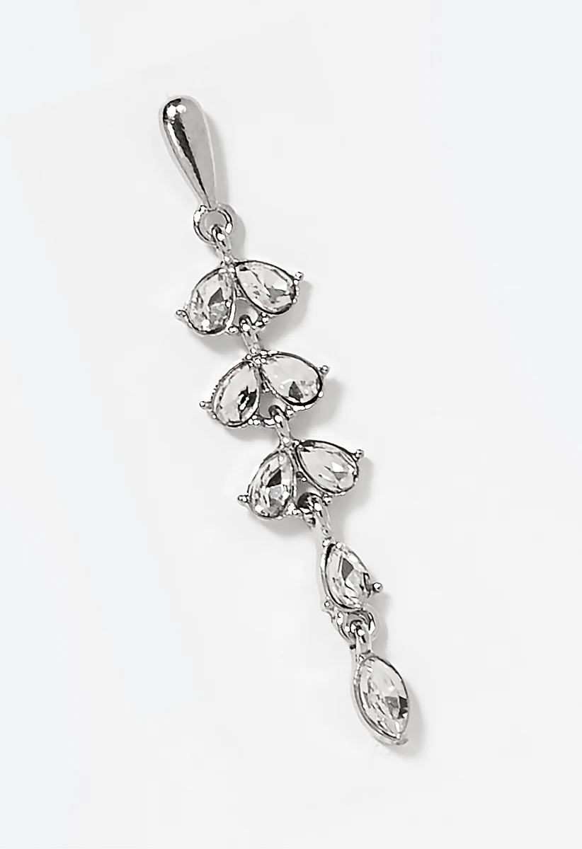 Maren Linked Glass Navette Stone Drop Earrings - Image 4