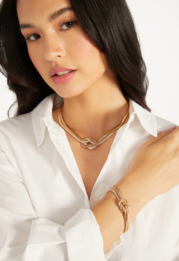 Margo Snake Chain Knot Necklace and Bracelet Set - Image 2