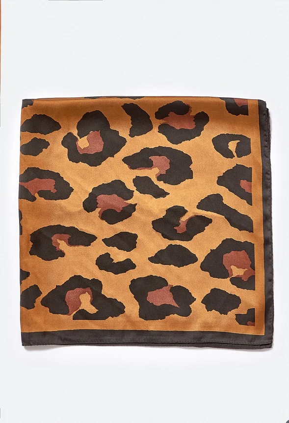 Marina Satin Leopard Print Scarf - Image 3