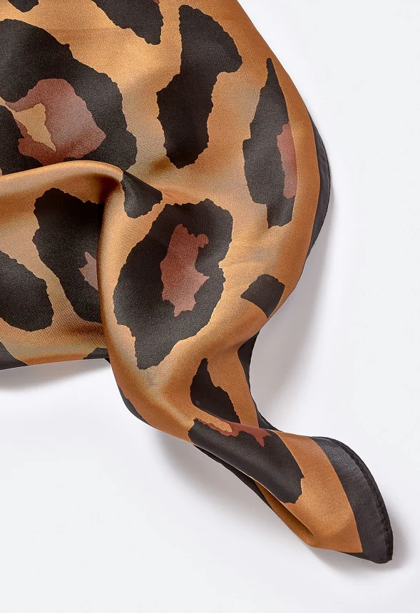 Marina Satin Leopard Print Scarf - Image 4