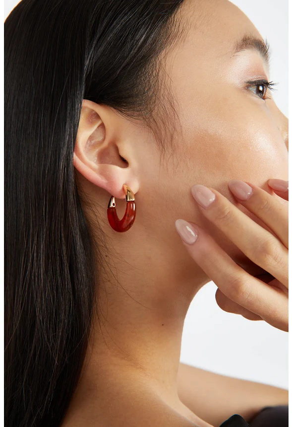 Marlee Resin Tube Hoop Earrings - Image 3