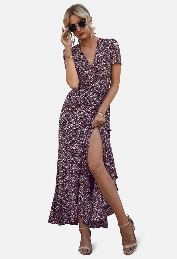Maxi V Neck Ruffle Wrap Long Dress - Image 4