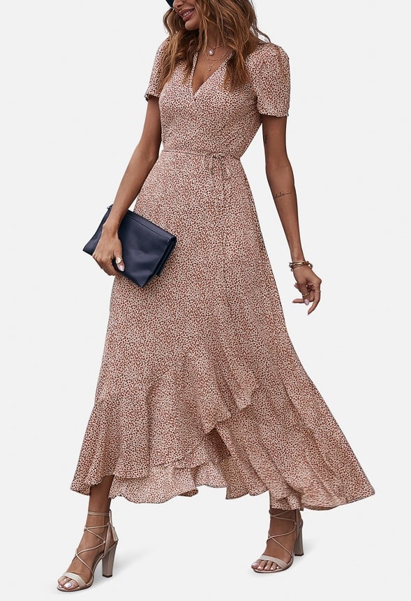 Maxi V Neck Ruffle Wrap Long Dress - Image 2
