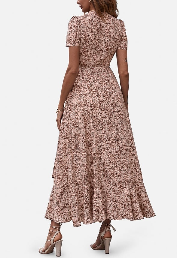 Maxi V Neck Ruffle Wrap Long Dress - Image 3