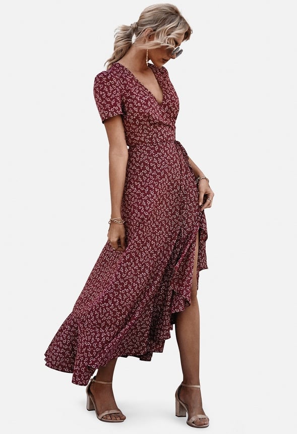 Maxi V Neck Ruffle Wrap Long Dress - Image 3