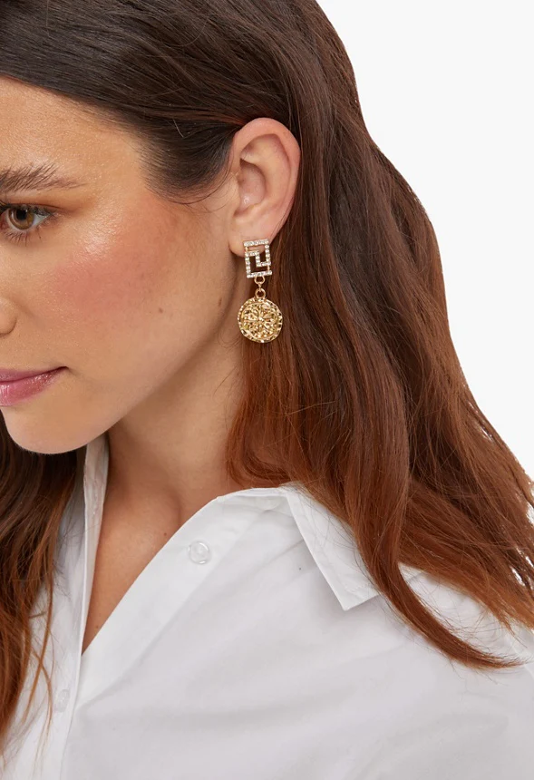 Medallion Coin Dangle Earrings - Image 3