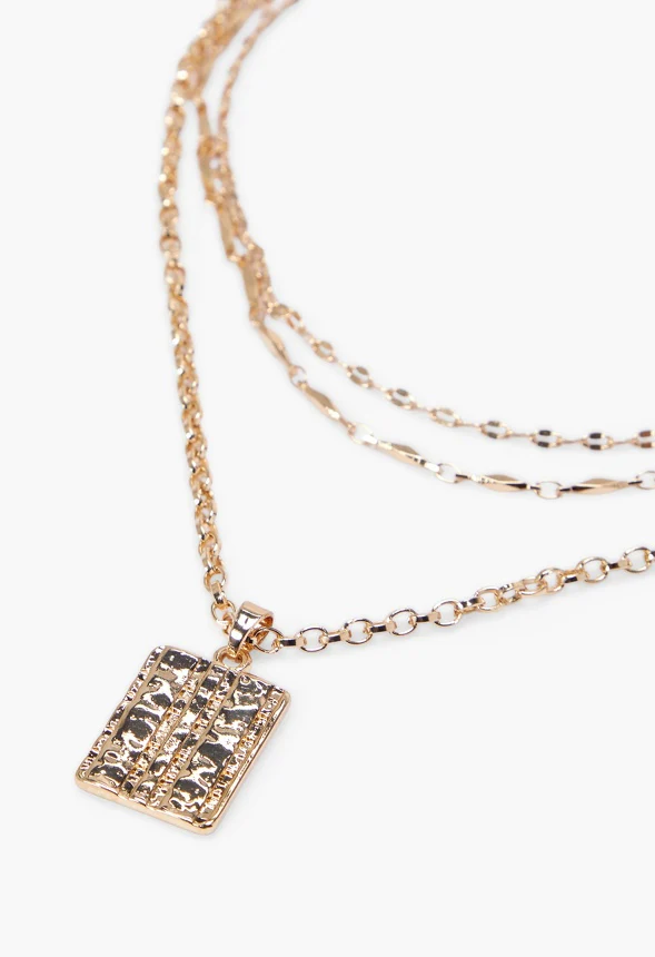 Medallion Layered Chain Necklace - Image 2