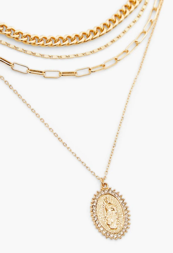 Medallion Layered Necklace - Image 2