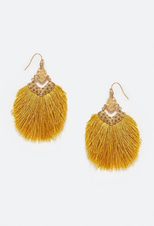 Mei Fringed Hammered Metal Drop Earrings - Image 2