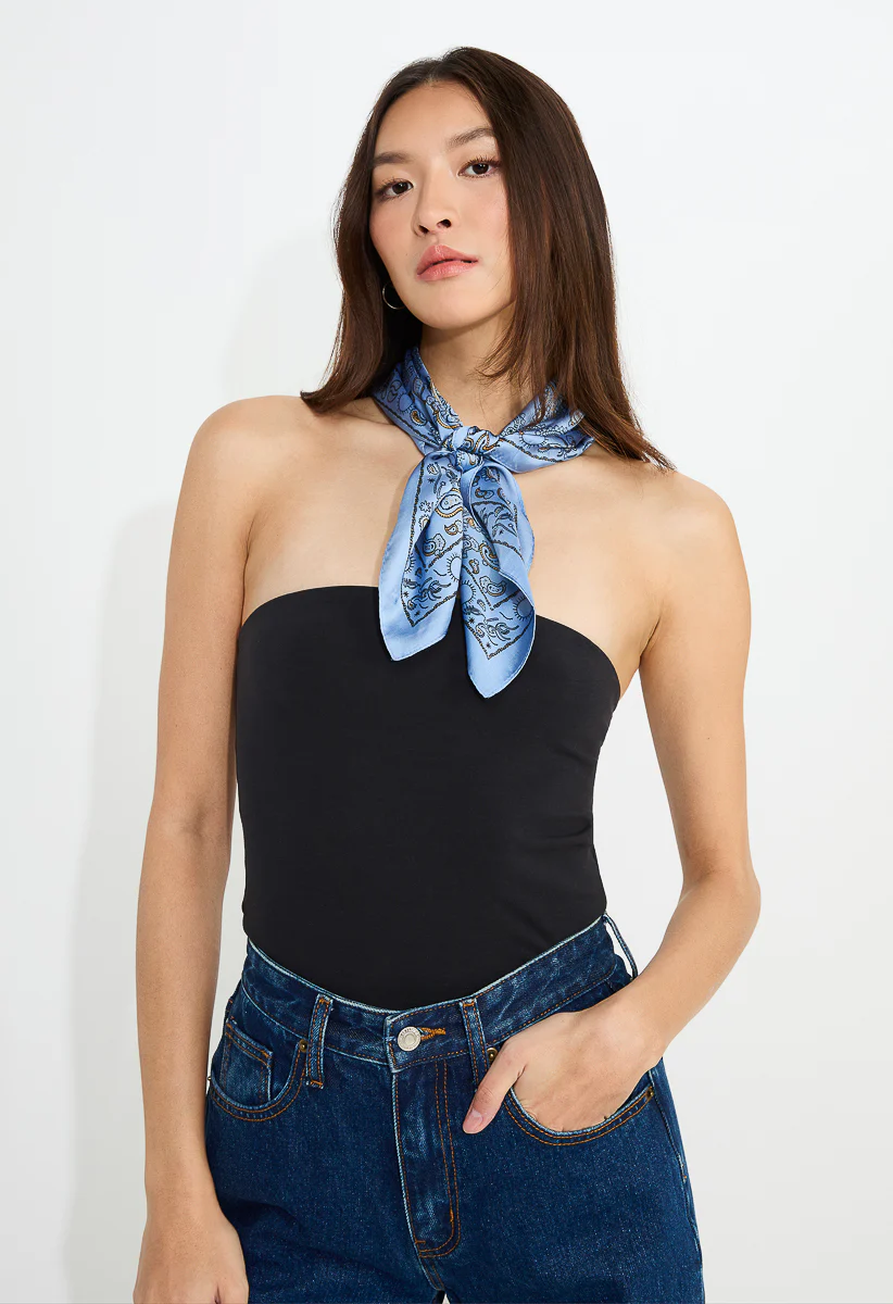 Mei Paisley Print Silk Like Square Scarf - Image 2