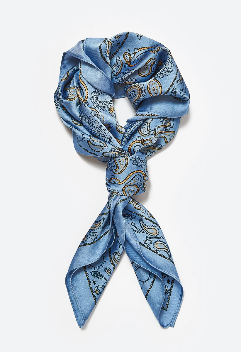 Mei Paisley Print Silk Like Square Scarf - Image 3