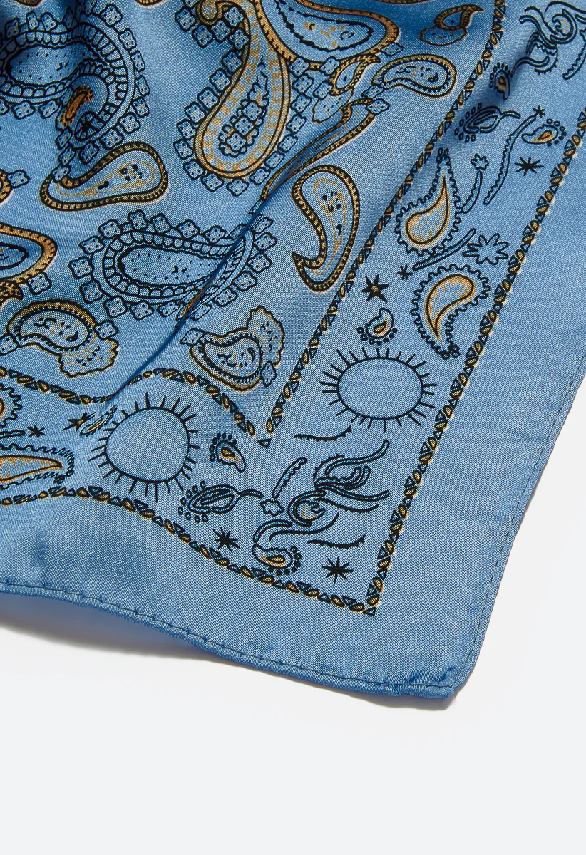 Mei Paisley Print Silk Like Square Scarf - Image 4