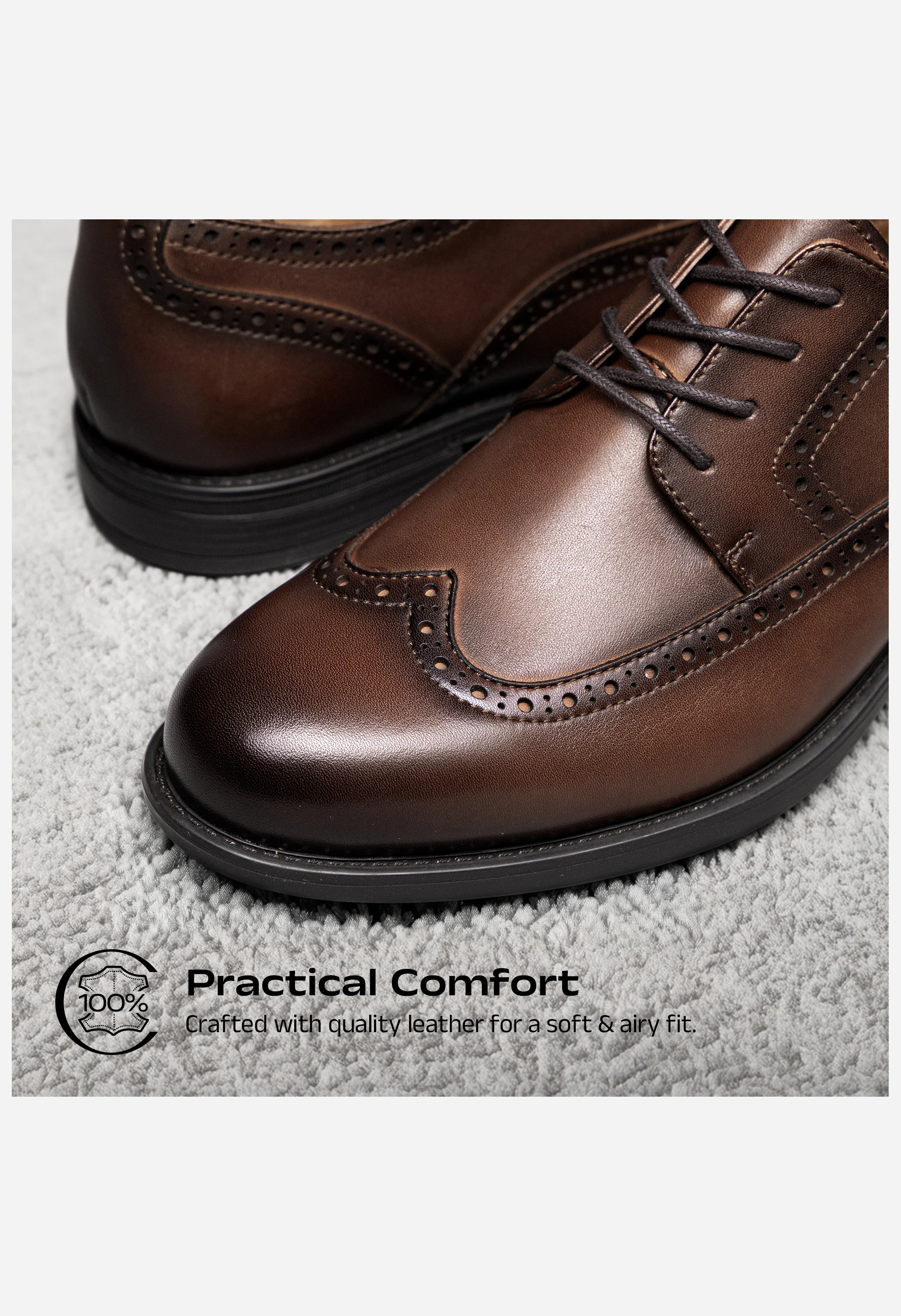 Men's Brogue Wingtip Oxfords Shoes - Image 2