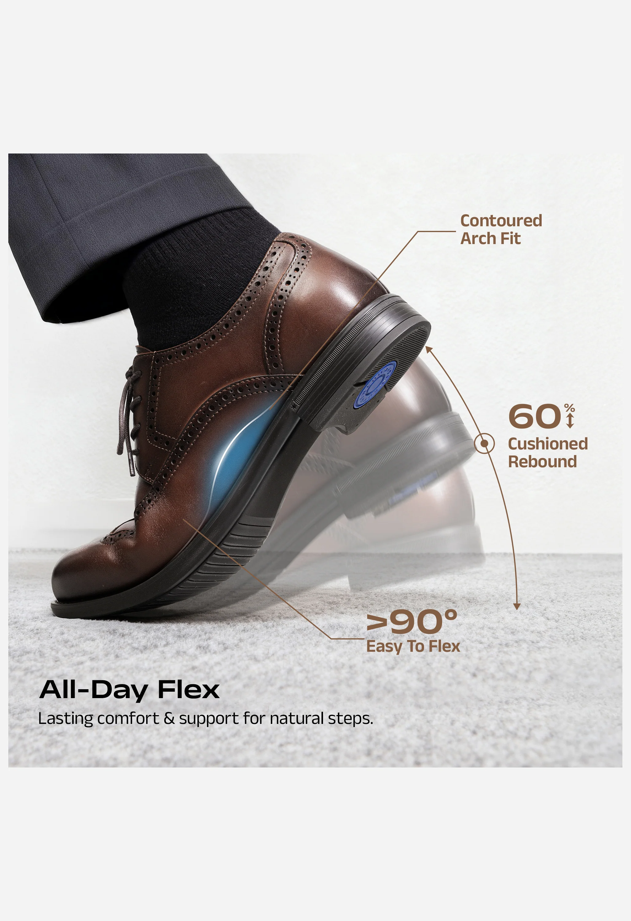 Men's Brogue Wingtip Oxfords Shoes - Image 3