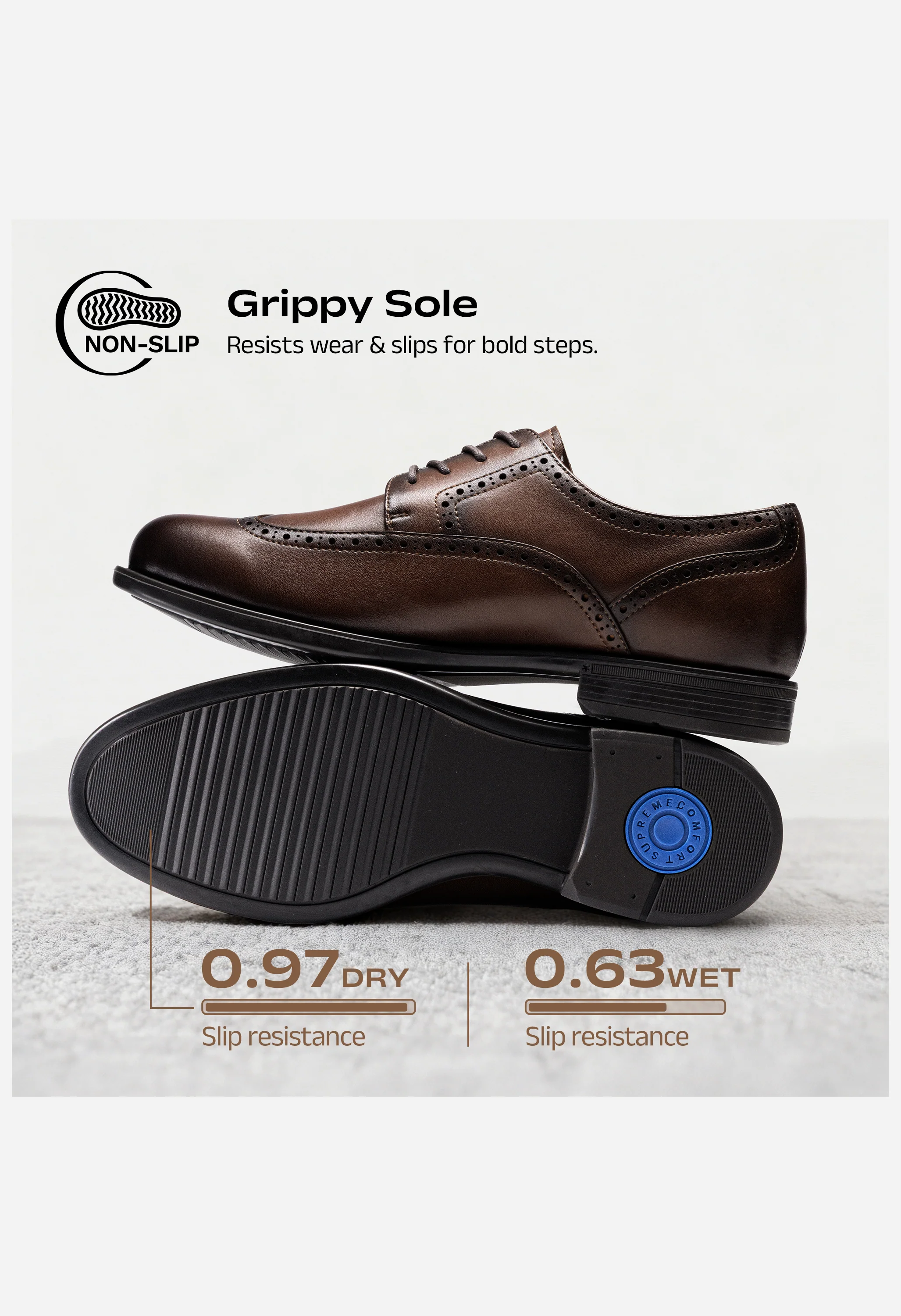 Men's Brogue Wingtip Oxfords Shoes - Image 5
