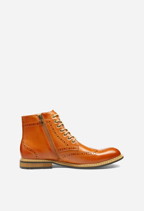 Men's Classic Wingtip Side Zipper Ankle Boot - Image 3
