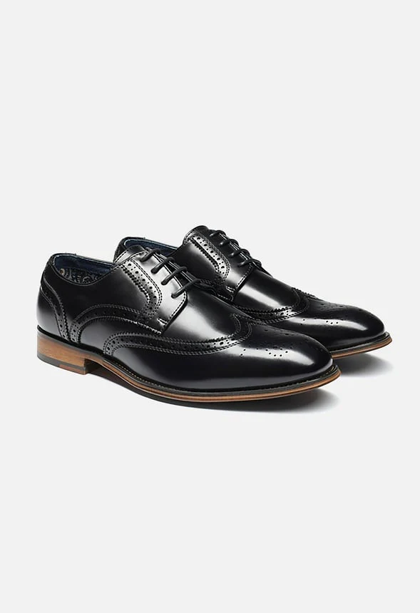 Men's Classic Wingtip Wide Dress Shoes - Image 4