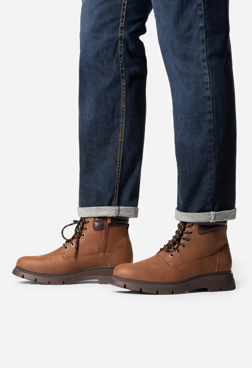 Men's Faux Leather Lace Up Boots - Image 2