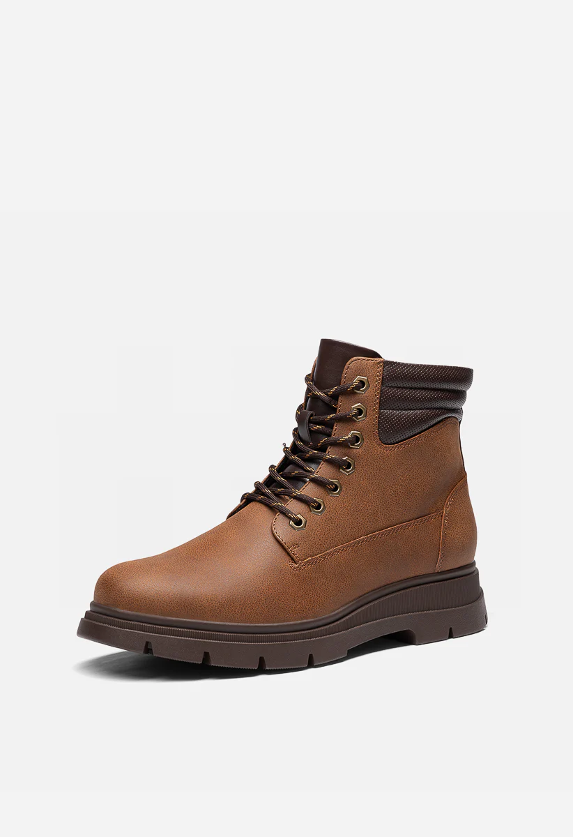 Men's Faux Leather Lace Up Boots - Image 3